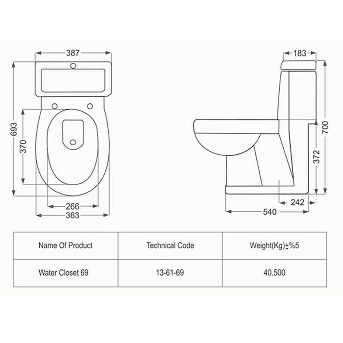  تصویر 3 توالت فرنگی مروارید مدل رومینا 