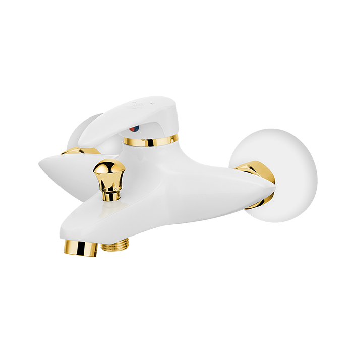  تصویر رنگ سفید طلایی شیر حمام اهرمی کاویان مدل پروانه 