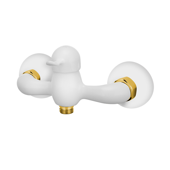تصویر رنگ سفید طلایی شیر توالت اهرمی کاویان مدل تیدا