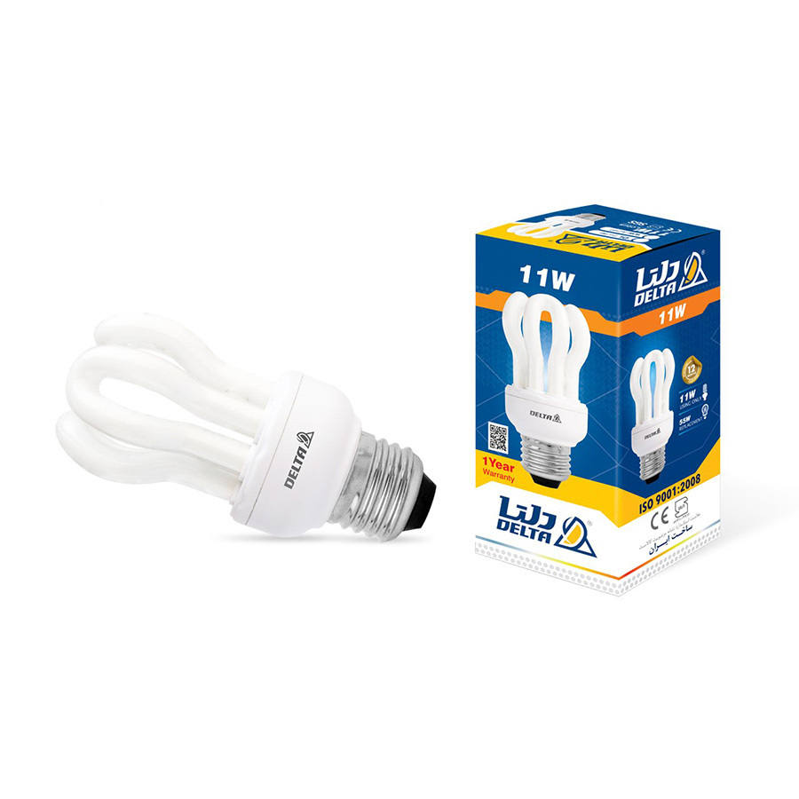  تصویر جعبه لامپ کم مصرف 11 وات دلتا مدل لوتوس پایه E14 
