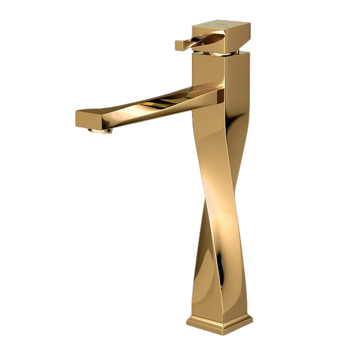  تصویر 3 شیر روشویی پایه بلند کسری طلایی مدل فیلادلفیا 