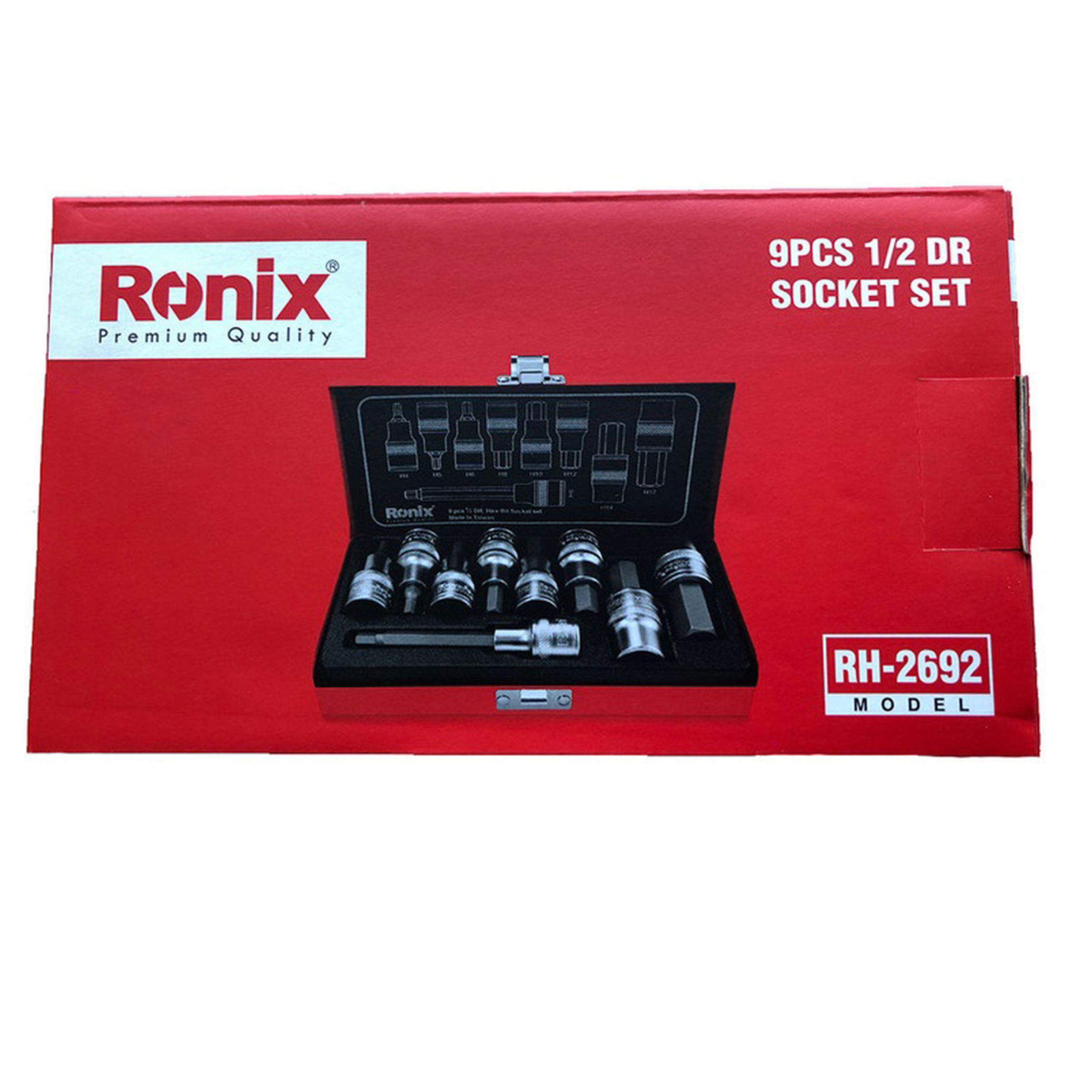  تصویر بسته بندی مجموعه 9 عددی بکس شش گوش 1/2 اینچ رونیکس مدل RH-2692 