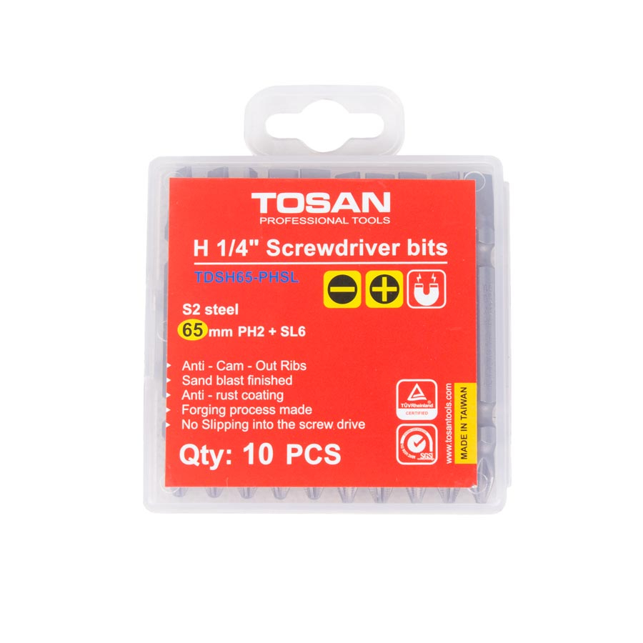 P23081-C0_I1 ست سری پیچ گوشتی یکسر چهارسو یکسر دوسو توسن مدل TDSH65-PHSL - تصویر 1