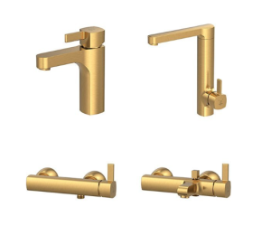 ست شیرآلات کاویان مدل ساتین طلایی