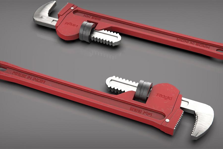 آچار شلاقی فلزی برای گرفتن و چرخاندن لوله‌ های فلزی