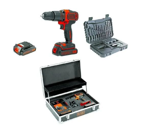 کیت دریل پیچ‌گوشتی چکشی شارژی ۱۸ ولت بلک اند دکر مدل BDCHD18B2FC-QW (اورجینال)