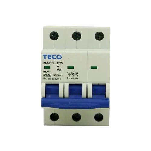 فیوز مینیاتوری سه پل 63 آمپر تیپ C قدرت قطع 6KA تکو مدل BM-63LC-3063
