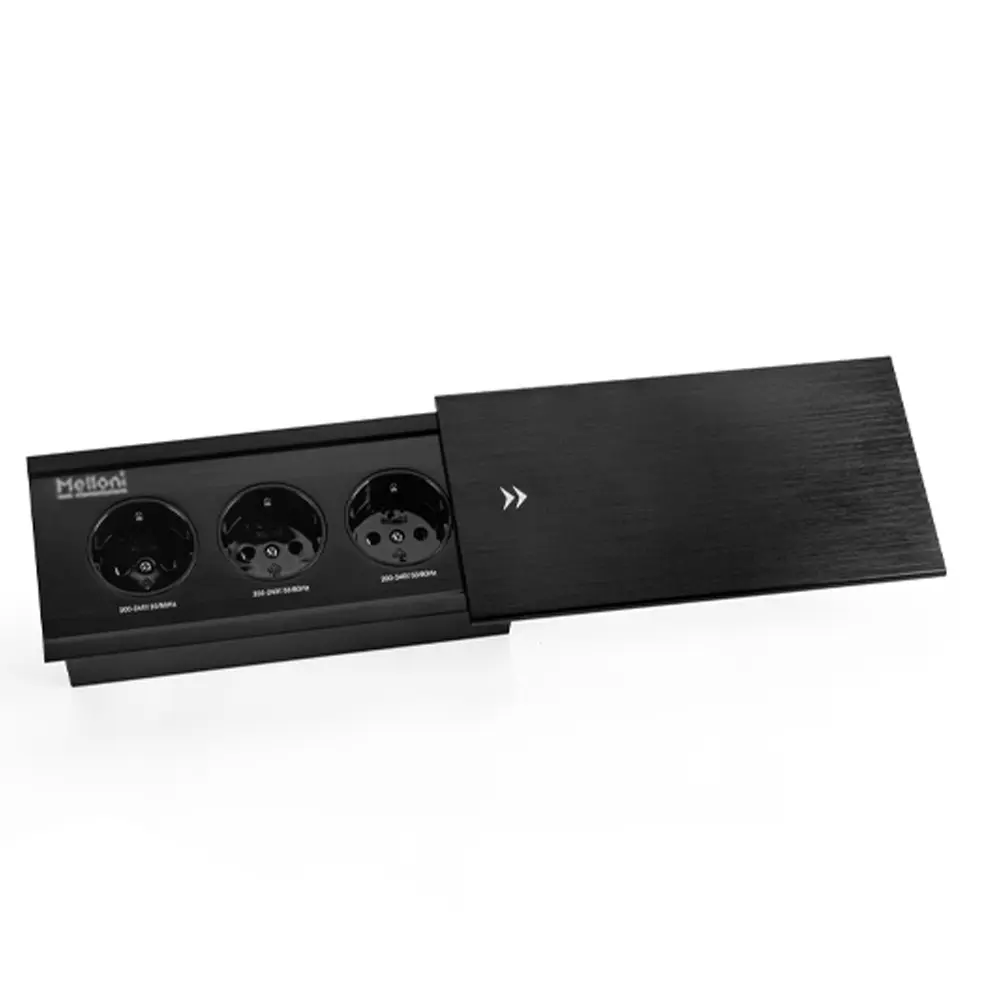 پریز کابینتی توکار کشویی 3 پریز برق ملونی مدل 10078
