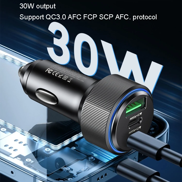 شارژر فندکی 60 وات یسیدو مدل Y50 پورت Type-C و USB-A